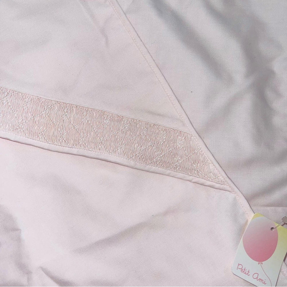 new pink petit ami smocked baptism christening receiving blanket